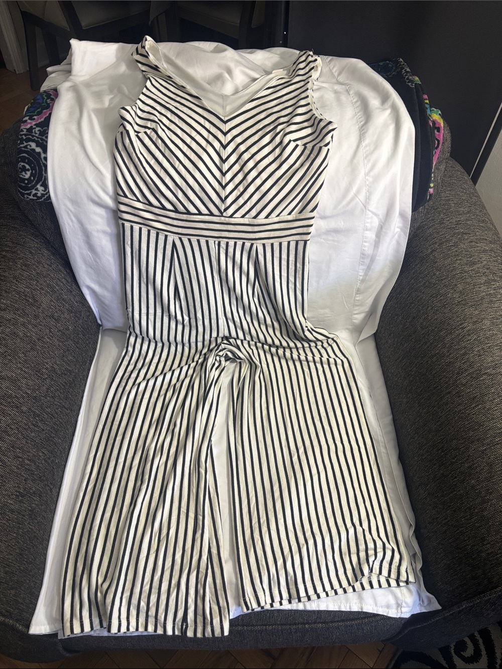 Kaileigh Black and White Striped jumpsuit